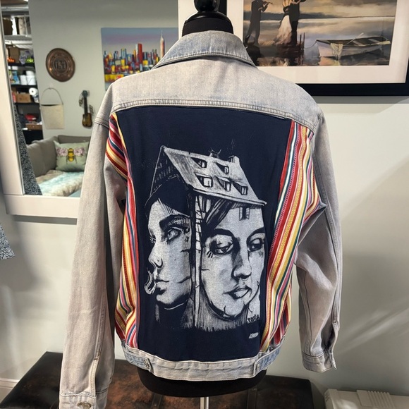 Topshop Jackets & Blazers - ❤️Top Shop Hand Painted Distressed Jean Jacket-Sz 6